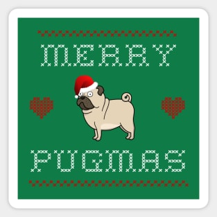 Merry Pugmas Pug Lover Stitch Sticker